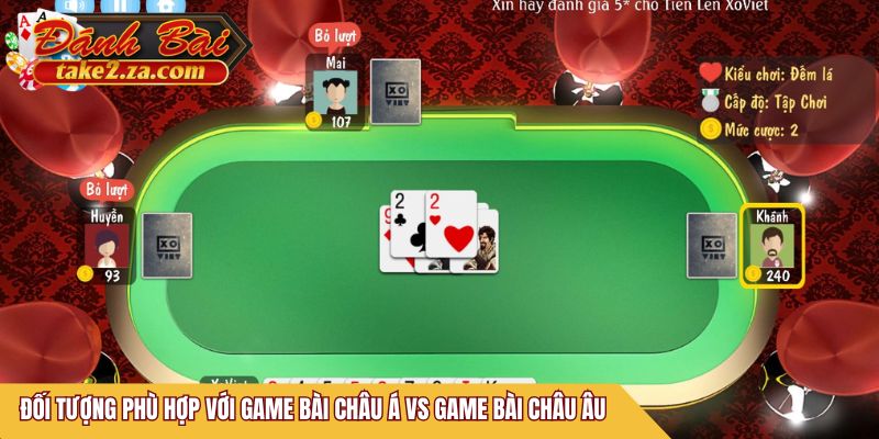 Đối tượng phù hợp với Game bài châu Á vs game bài châu Âu